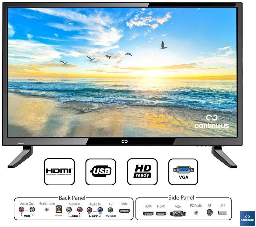  CONTINU.US - Televisor de 28 pulgadas CT-2870, televisor de  pantalla plana LED HD de 720p, televisor de pantalla plana pequeña LED de  alta definición no inteligente con HDMI, USB, VGA y
